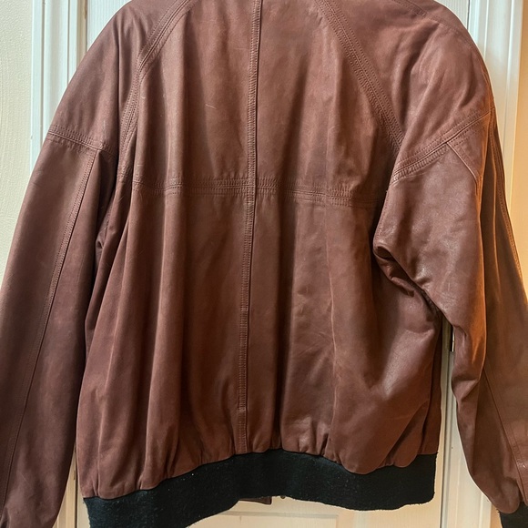 Vintage Suede Leather Jacket Bomber Jacket Pelle Studio Burgundy Men’s L - Picture 2 of 8